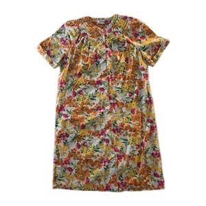 Vintage Multicolor Floral Grand Design Housecoat - Size M